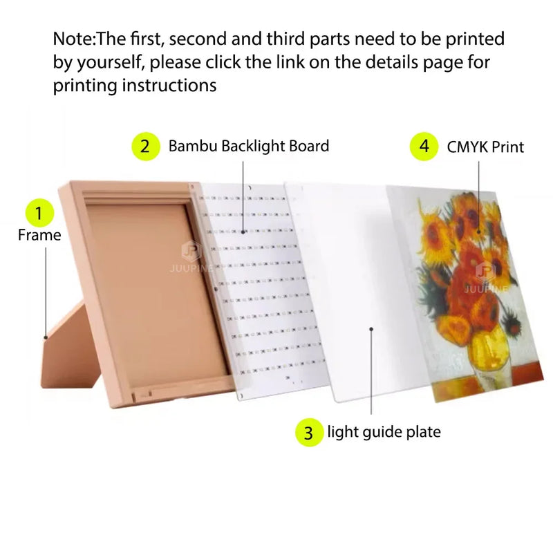 For Bambu Lab Lithophane Led Panel CMYK LED Backlight Board PLA Basic CMYK Lithophane Bundle 3D Print Lithophane Photo