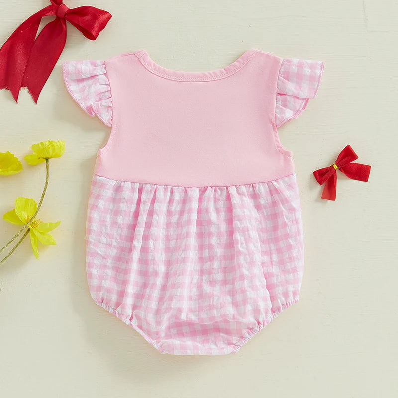 My First Easter Baby Girl Outfits Cute Rabbit Bubble Romper Newborn Collared Smocked Bodysuit Summer Clothes