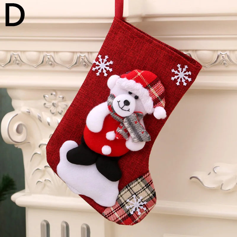 Christmas Stockings Socks Santa Snowman Hanging Xmas Tree Ornaments Christmas Decor for Home New Year Navidad Candy Gift Bags