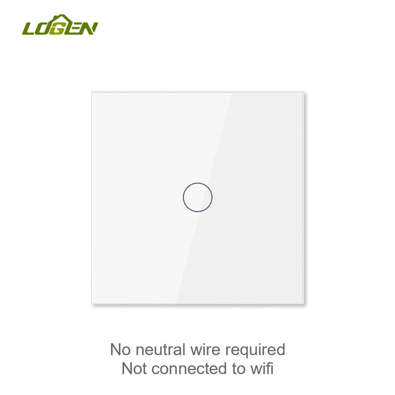 Logen Double-touch Switch 1/2/3Gang 2 Way Stair Switch EU Standard Need't Neutral Wire Glass Panel Wall Switch Stair Switch
