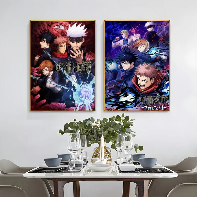 1PC Ujutsu Kaisen Anime Poster Self-adhesive Art Waterproof Paper Sticker Coffee House Bar Room Wall Decor