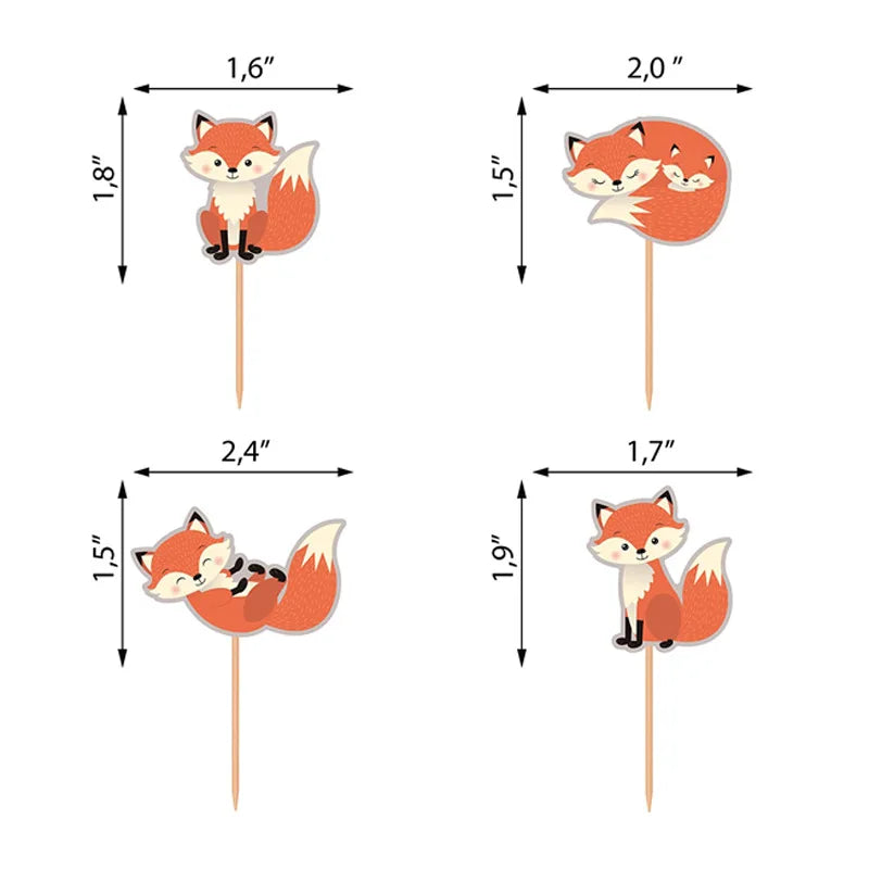 Fox Birthday Decorations Balloon Cupcake Toppers Woodland Animals Theme Party Dress Up Supplies Fox Paper Lantern Kids Gifts