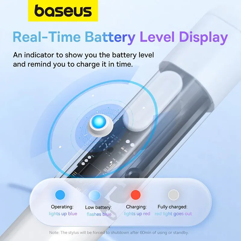 Baseus Stylus Lite with LED for Apple Pencil iPad Palm Rejection Magnetic Design Touch Pen for Tablet for iPad Pro 2018-2023