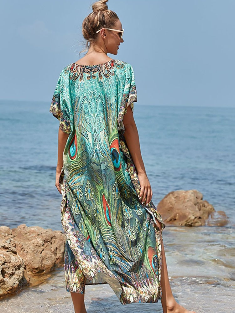 Easy Dry Beach Cover Up Robe Plage Vestido Playa Beach Pareo Swimsuit Cover Up Beachwear 2023 Bathing Suit Women Maxi Dress