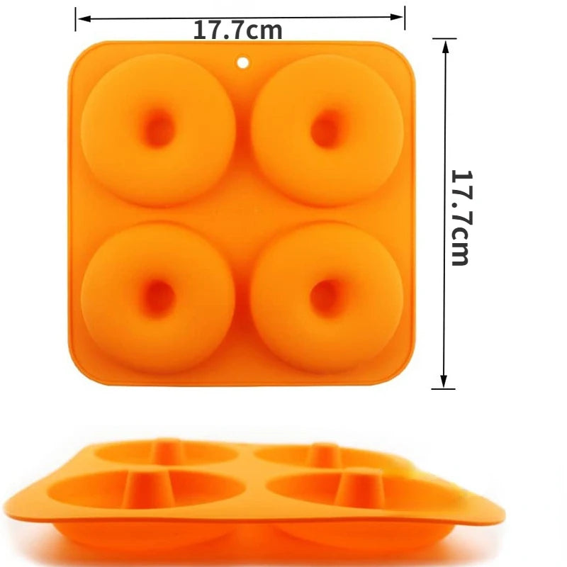 4 Donut Cake Molds Chocolate Dessert Baking Pan Non-Stick Silicone Cake Mold Oven Baking Tools Cake Decoration Accessories