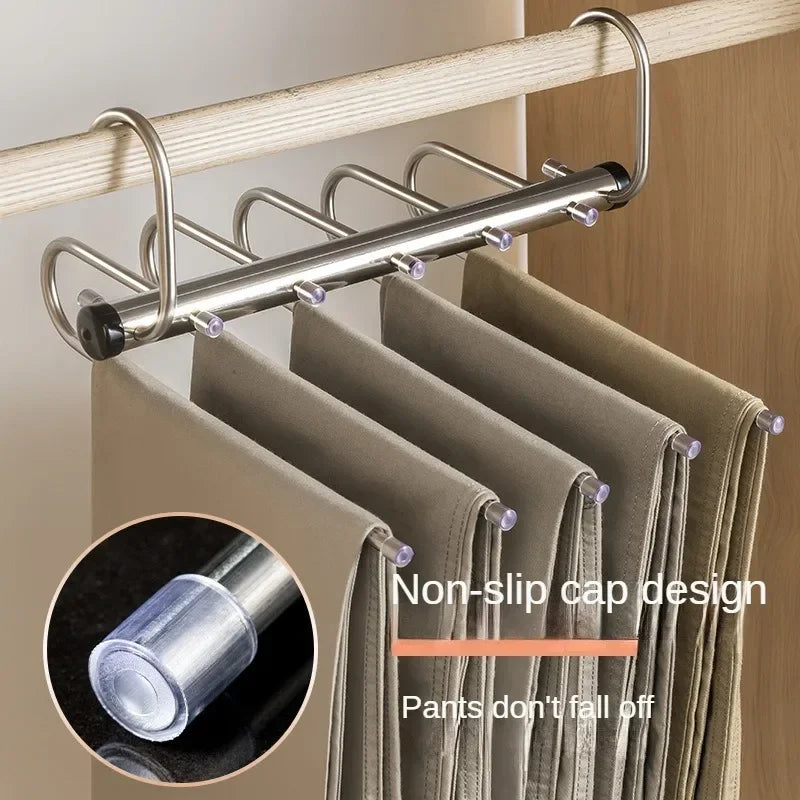 Multi-Function Magic Pants Hangers 5/9 Layer Trouser Hanger Space-Saving Clothing Closet Storage Organiser Hook For Home Use