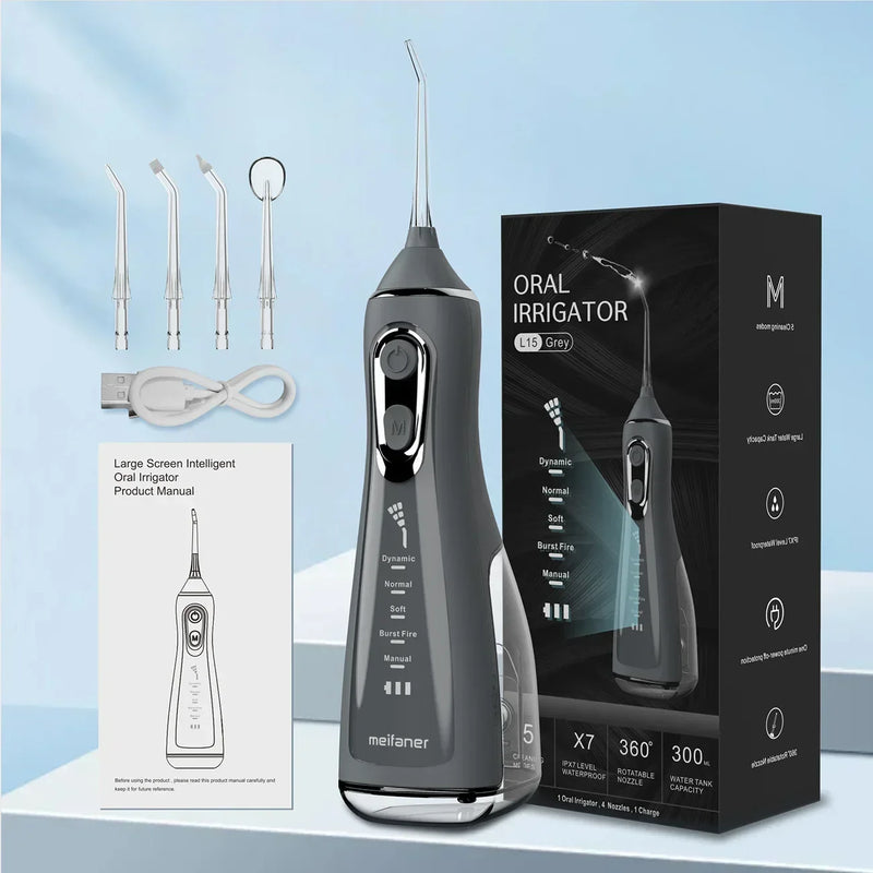 Oral Rinser Ipx7 Waterproof Rechargeable Dental Flosser 5 Modes Dental Water Jet Powerful Continuous Water Flosser Water Flosser