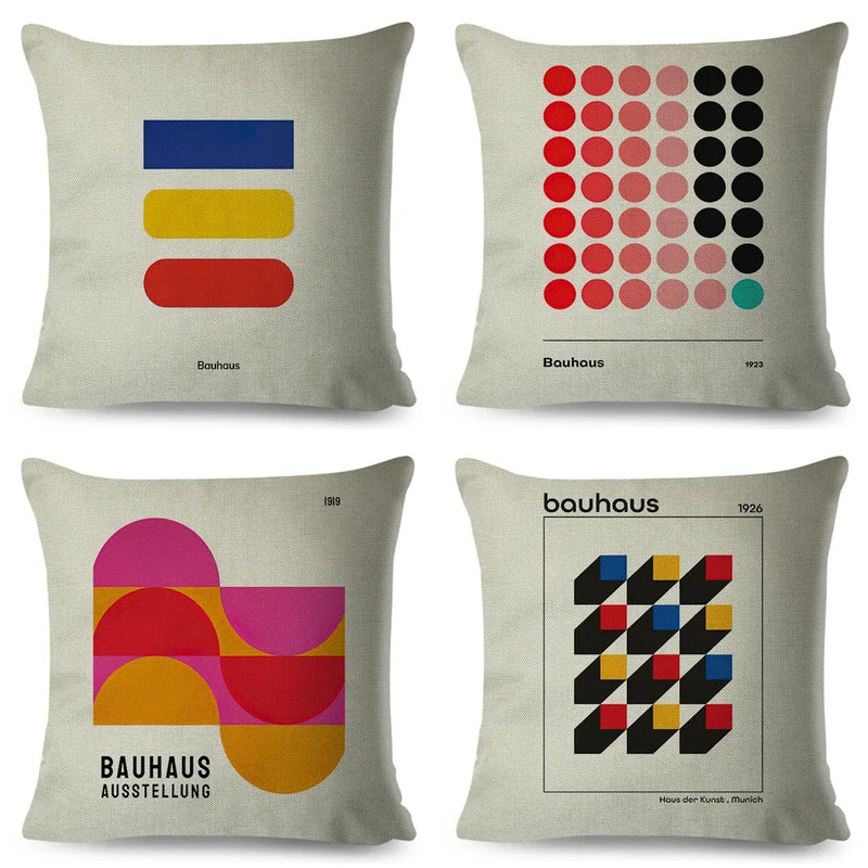 Nordic Bauhaus Exhibition Unique  Cushion Cover for Sofa Home Car Decor Double Print Pillowcase Polyester Throw Pillow Case