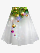 ROSEGAL Plus Size Fashion 3D Printed A Line Skirts Women Basics High Rise Skirt Christmas Ball Elk Snowflake Graphic Skirt S-5XL