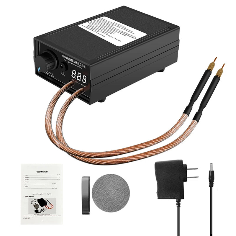 Mini Welding Equipment 8000W 9600Mah Battery Spot Welder Digital Display Rechargeable for 18650 Battery and Welding Nickel Strip