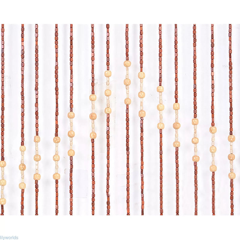 Natural Wood and Bamboo Beaded Curtain Fly Screen Porch Doorway For Bath Bedroom