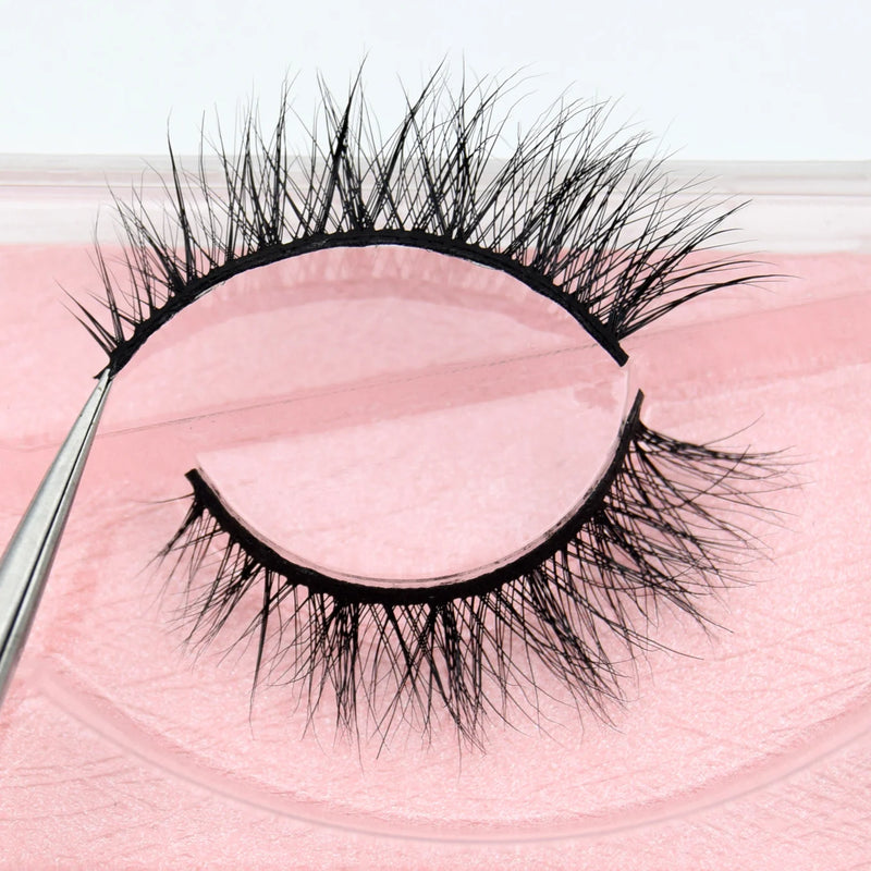 Visofree Half Mink Lashes Make Up False Eyelashes Hand Up Natural Long Mink Lashes Cruelty Free Crisscross Mink Fake Eyelashes