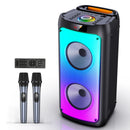 Wireless Bluetooth Speaker, Karaoke Machine with 2 Microphone, Home Karaoke System with LED Party Light, Remote Control