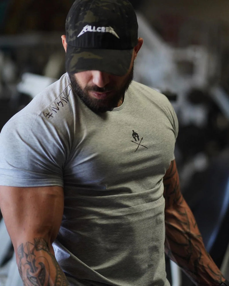 New style Summer Gym exercise T shirt  Slim 0-neck Bottoming Fashion Men Clothing Tops Men's Ice Silk Thin Short Sleeve