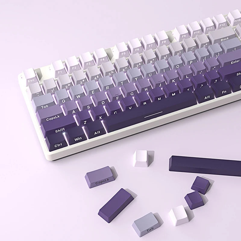 Gradient Purple Double Shot PBT Keycaps Cherry/OEM Profile 136 Keys Side Printed Keycaps for Gateron Cherry MX Switches Keyboard