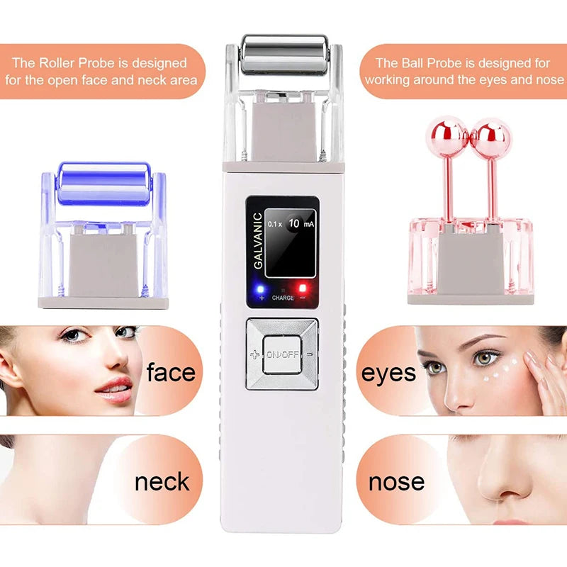 Wireless Galvanic Microcurrent Skin Firming Machine Facial Lifting Device Face Massage Roller Skin Tightening Skin Care Tools