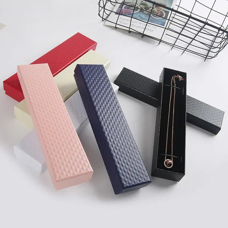 22x5x3cm Rectangle Cardboard Jewelry Set Box for Ring Necklace gift boxes for jewellery packaging Wedding Party Jewelry Display