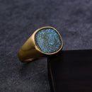 Trend Colourful Signet Square Ring Metal Glossy Geometric Width Crystal Bud Finger Punk Style Fashion Ring Jewelry Accessories