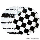 Black white racing tablecloth checkered flags racing car table cover plates cups race Track racing birthday party decor supplies