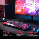 Redragon K628 PRO 75% 3-Mode Bluetooth 2.4Ghz Wireless RGB USB LED Gaming Keyboard 78 Keys Hot Swappable Compact Mechanical