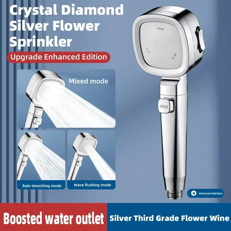 New 3 Speed Strong Pressurized Shower Head Square Handheld Shower Nozzle Household Shower Accessories