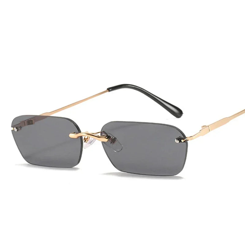 MUSELIFE Rimless Rectangle Sunglasses Women UV400 Driving Sun Glasses Men Clear Color Summer Accessories Square Small Size