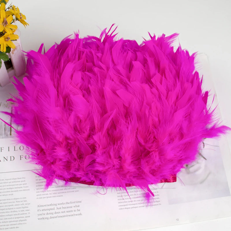 1 Meter Natural Turkey Feathers Trims 10-15cm for Sewing Ribbon Clothing Fringe Plumes Decoration DIY Crafts Wedding Party Dress