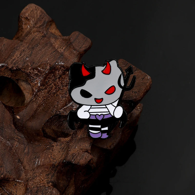 Anime Cute Enamel Pins Kitty Cat Kuromi Cinnamoroll Pom Pom Purin Brooch for Halloween Clothing Accessories Gifts