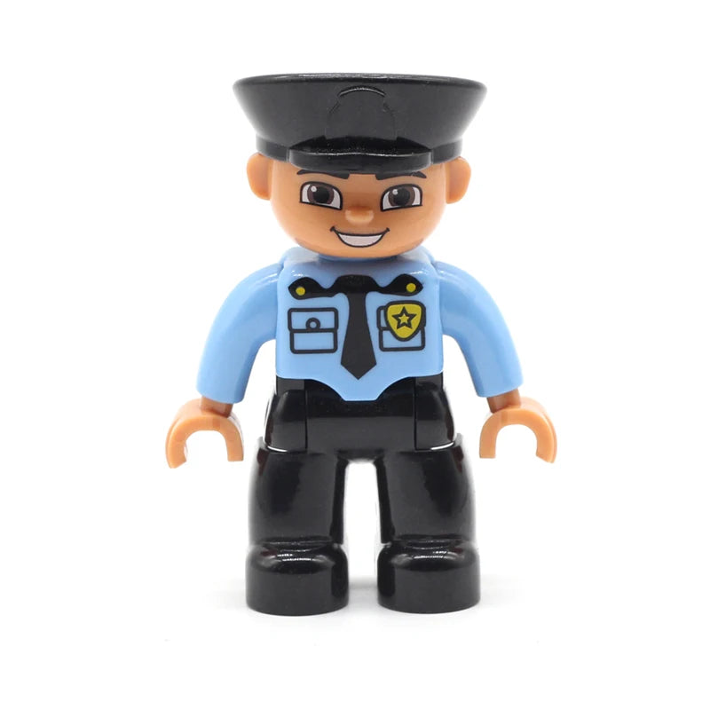 Big Size Action Figures City Princess Policemen Family Building Block Doll Character Accessory Assembly Toys for Children Gift
