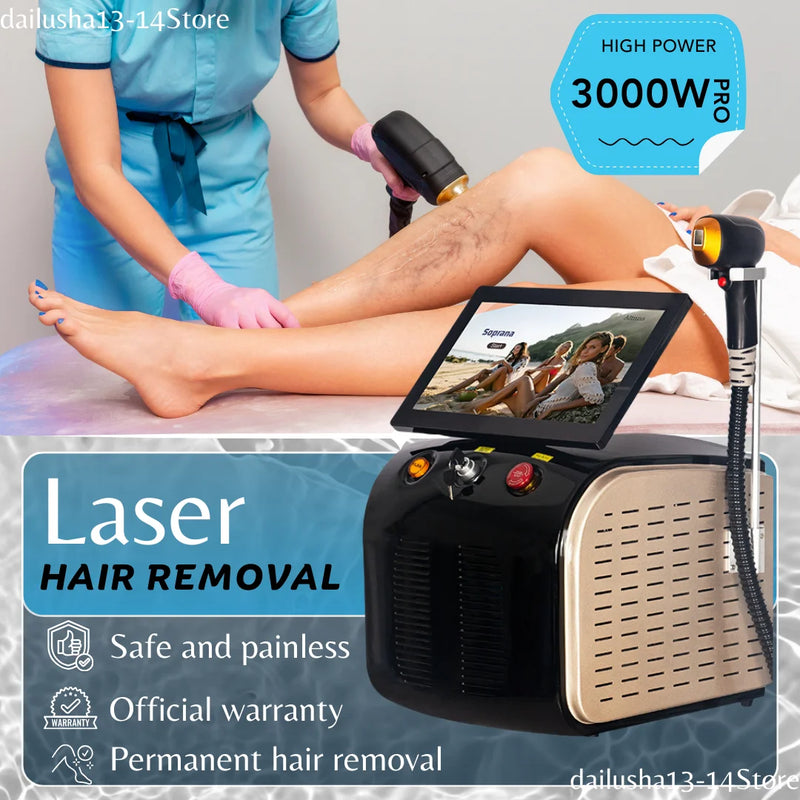 Professional 808nm Diode Laser Remove Hair Machine Skin Rejuvenation Ice Titanium Painless Permanent Hair Removal Device