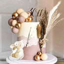 1Set Bunny Cream Gold Balls Cake Toppers Butterfly Rabbit Birthday Cake Decorations Bear Birthday Baby Shower Cupcake Topper