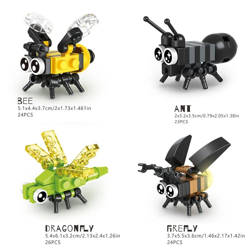 10Pcs Small Insect Assembly Block Animal Insect Puzzle Education Toys Tabletop Ornaments Boys Girl Building Block Toys Gift