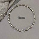 ANENJERY 6/8/10MM Gray Imitation Pearl Beads Chain Necklace for Women 2024 Trend Elegant Lady Necklace Jewelry Gifts