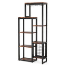Tribesigns Wine Rack Freestanding Floor, 5-Tier Wine Baker Rack with Glass Holder & Wine Storage, Industrial Wine Display Shelf