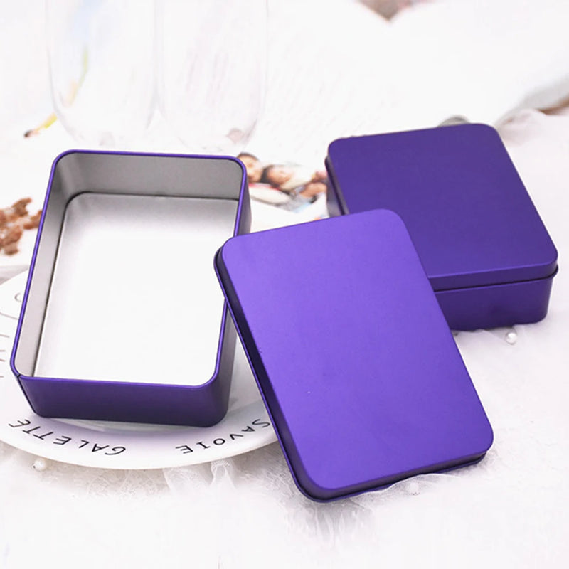 10 Colors Square Box Multifunctional Portable Box Candy Pill Cases Tin Box Tinplate Box Durable Mini Jewelry Gift Storage Box