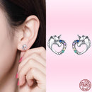 Bamoer Cute Romantic Fairy Elevs Exquisite Stud Earrings for Women Genuine 925 Sterling Silver Rainbow Ear Studs Luxury Jewelry