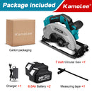 Kamolee 7 inch 21V 6.0Ah 6000mAh Electric Circular Saw  for Home DIY Compatible Makita 18V Battery