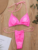 Shiny PU Mini Micro Bikini 2025 Women Swimsuit Female Brazilian Swimwear Two Pieces Bikini Set High Cut Bathing Suit Swim Lady