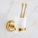 Gold Bath hardware Set Bathroom Accessories Shelf Soap Dish Toilet Paper Holder Soap Dispenser Robe Hook ELM53G
