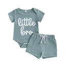 Summer Little Baby Boys Clothing Set Soft Ribbed Newborn Outfits Letter Print Short Sleeve Jumpsuit Elastic Shorts Infant Suit