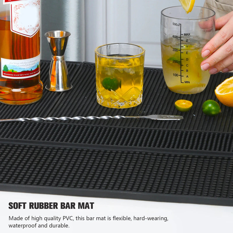 Bar Mat Rubber Coffee Bar Mats Anti-slip PVC Cup Mat Waterproof Heat Resistant Drain Mat for Bar Cafe Barista Cocktail Bartender