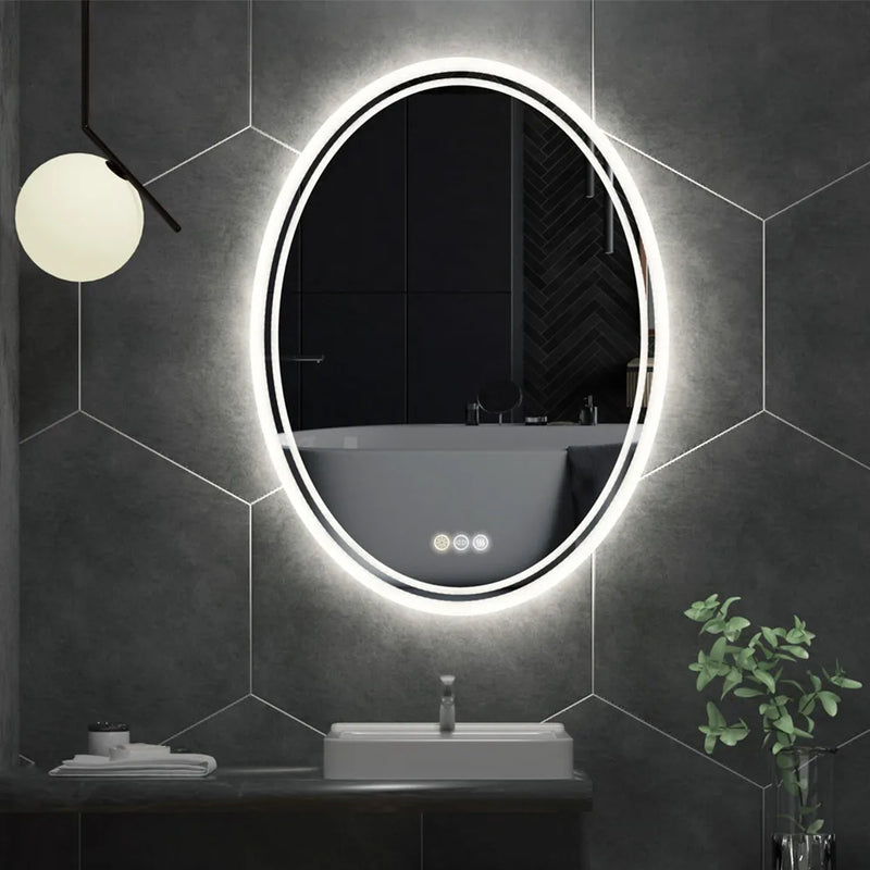 LUVODI 60x80cm Oval Bathroom Mirror LED Backlit Wall Vanity Mirror for Bathroom Bedroom Salon