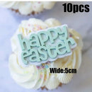 10Pcs Happy Easter Bunny Egg Cake Toppers Acrylic Gold Silver Rabbit Shaped Cupcake Toppers for Easter Party Dessert Decorations