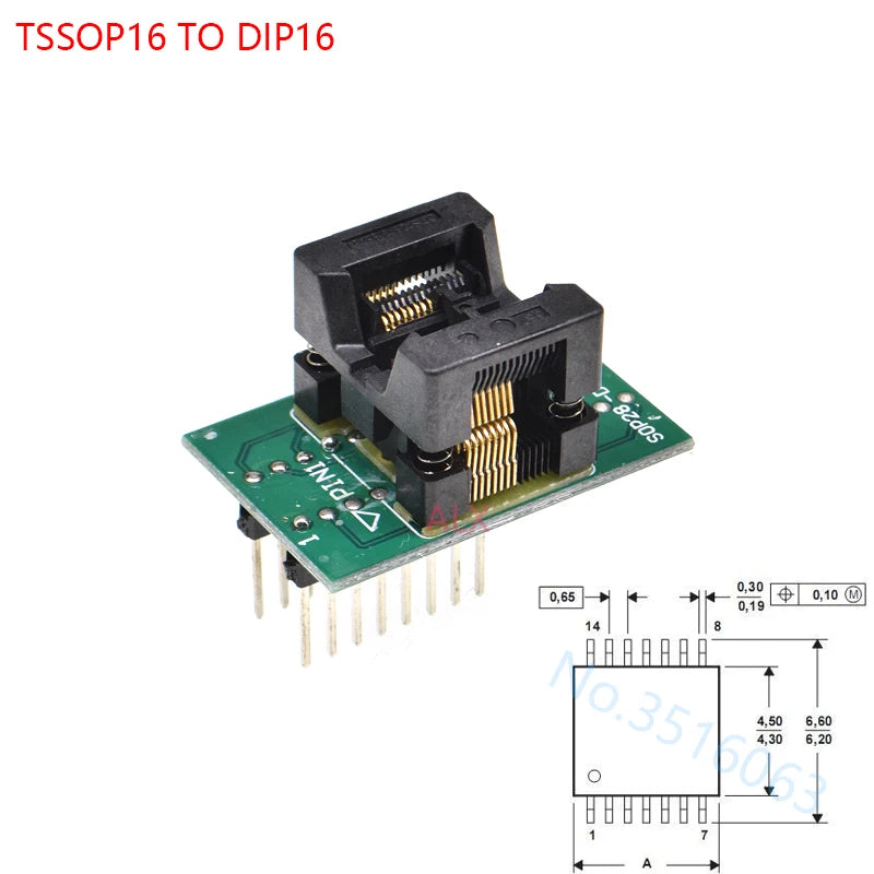 Sop8/Sop14/Sop16/Sop20/Sop28/44/Tssop8/Tssop16/Tssop20/Tssop28/TQFP32/LQFP44 To Dip Programmer Adapter Socket 150/208/173/300mil