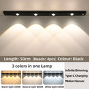 White/Black LED Cabinet Light USB Rechargeable Motion Sensor LED Light for Kitchen Wardrobe Cabinet Lighting 20CM/30CM/40CM/50CM