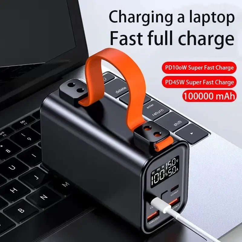 Large Capacity Power Bank Station 100000mAh 100W PD USB C DC Fast Charge External Battery Portable Powerbank For iPhone  Xiaomi