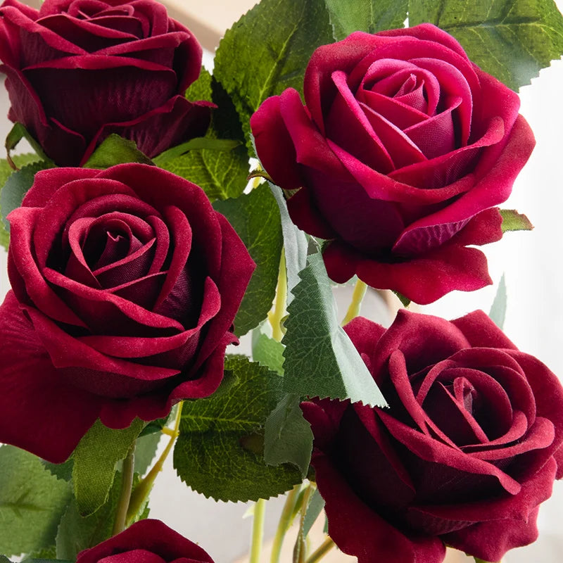 5Pcs Silk Rose Artificial Flowers Long Branch Bouquet for Wedding Home Decoration Fake Plants DIY Wreath Supplies Accessories