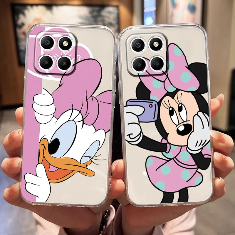 For Honor X6S X6 Phone Case Donald Duck Mickey Minnie Anime Cover For Honor X6S Shockproof Transparent Protective TPU Back Shell