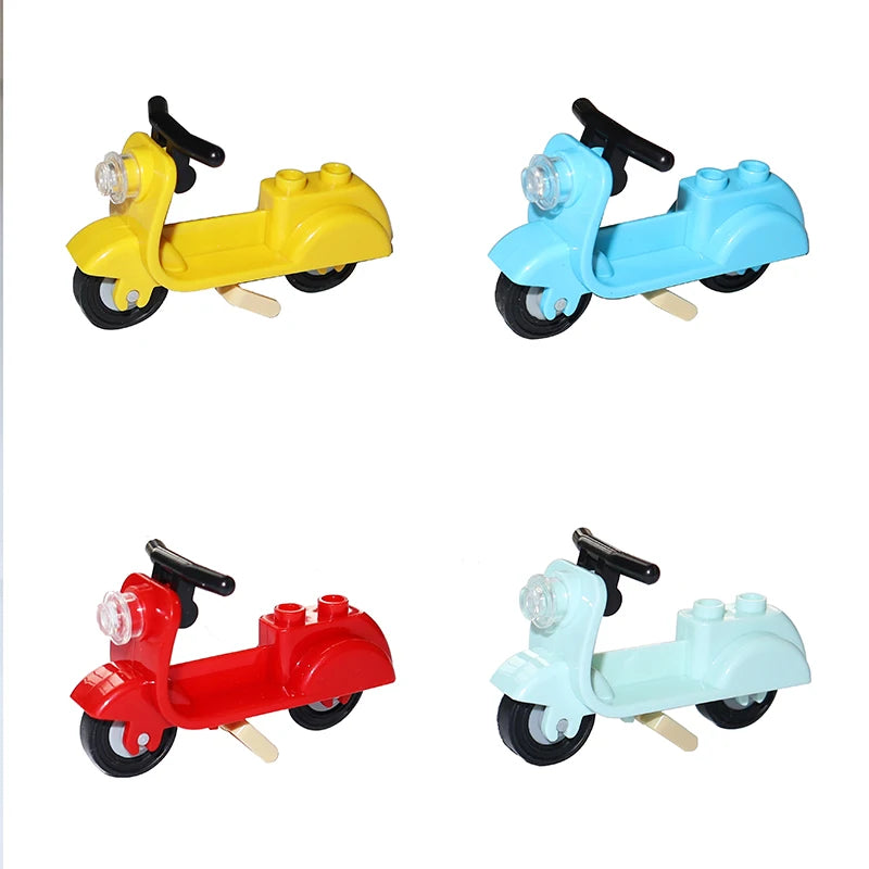 MOC Bricks Chrome Bike Bicycle Scooter Model Building Block Little Sheep Motorcycle City Traffic Bicycle Motor Vehicle Car