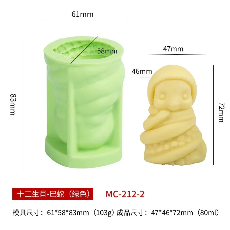 12 Zodiac Candle Silicone Mold 3D Abstract Animal Plaster Resin Making Tool Handmade Soap Ice Chocolate Cake Baking Mould